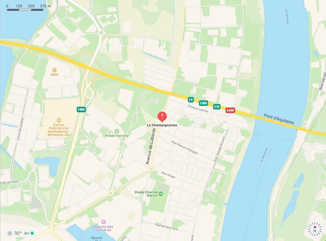 plan de localisation du blockhaus de Bacalan de La Champignonne